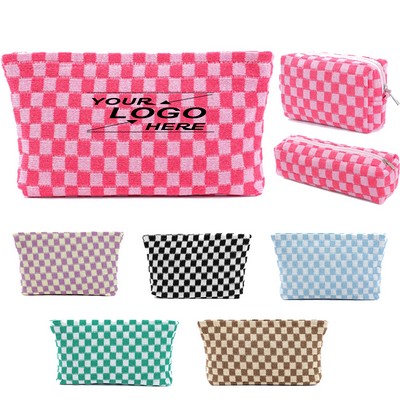 Set of 3 Checkered Cosmetic Bags
