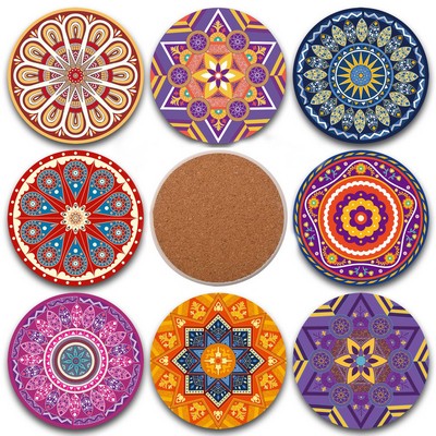 Ceramic Absorbent Drink Coaster with Cork Basing