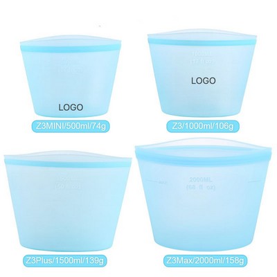 Reusable Silicone Food Storage Bag Thickened Food Grade Resealable Seal Bag 500-2000ml